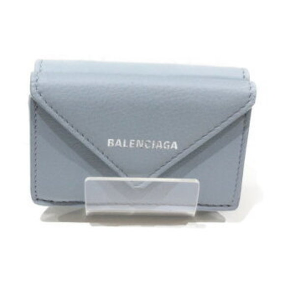 BALENCIAGA Wallet Folding Leather Blue - Picture 1 of 5